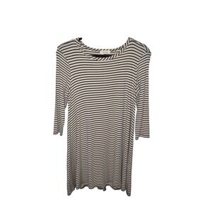 Pinc Cream & Black Striped Long Sleeve Casual Shift Dress‎ Size Large
